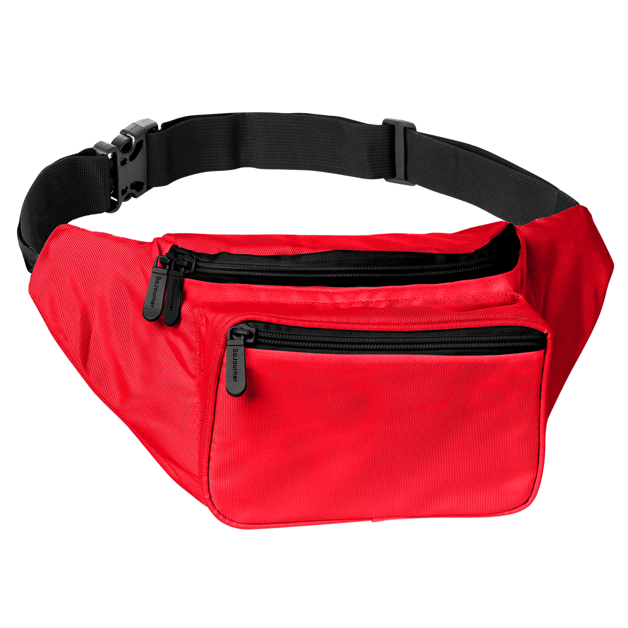 Fanny Pack (Solids) in red with multiple pockets, ideal for rave outfits and secure storage.