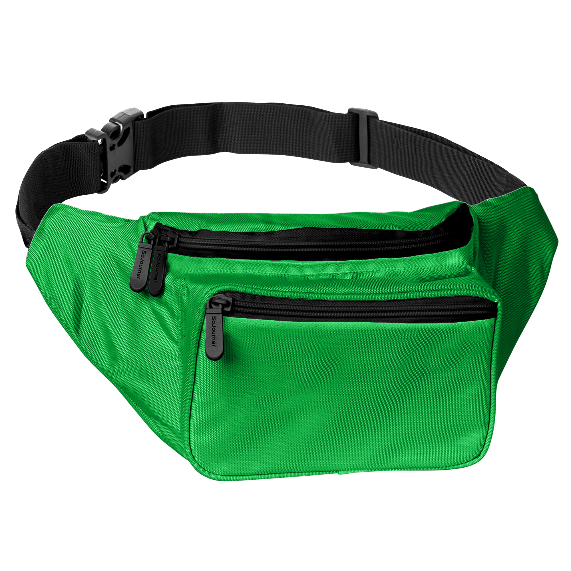 Fanny Pack (Solids) in vibrant green color, featuring multiple pockets for organized storage and durable construction.