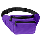 Fanny Pack (Solids) in vibrant purple color, features 3 pockets and an adjustable belt, perfect for rave outfits.