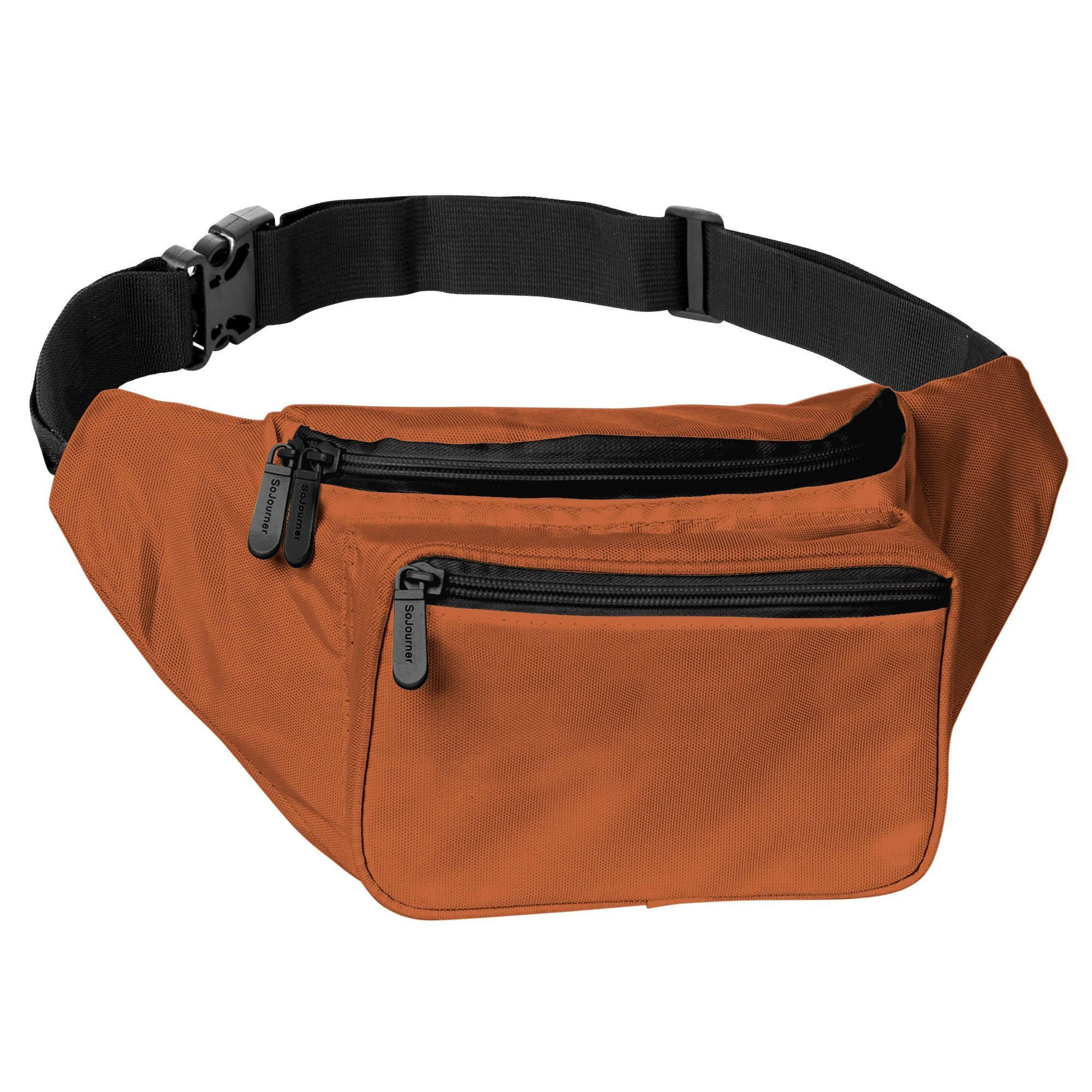 Fanny Pack (Solids) in orange with two zippered pockets, ideal for rave outfits and organized storage.