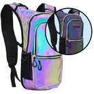 Hydration Pack Backpack (Medium) in iridescent finish with adjustable straps for comfortable carry, ideal for rave outfits.