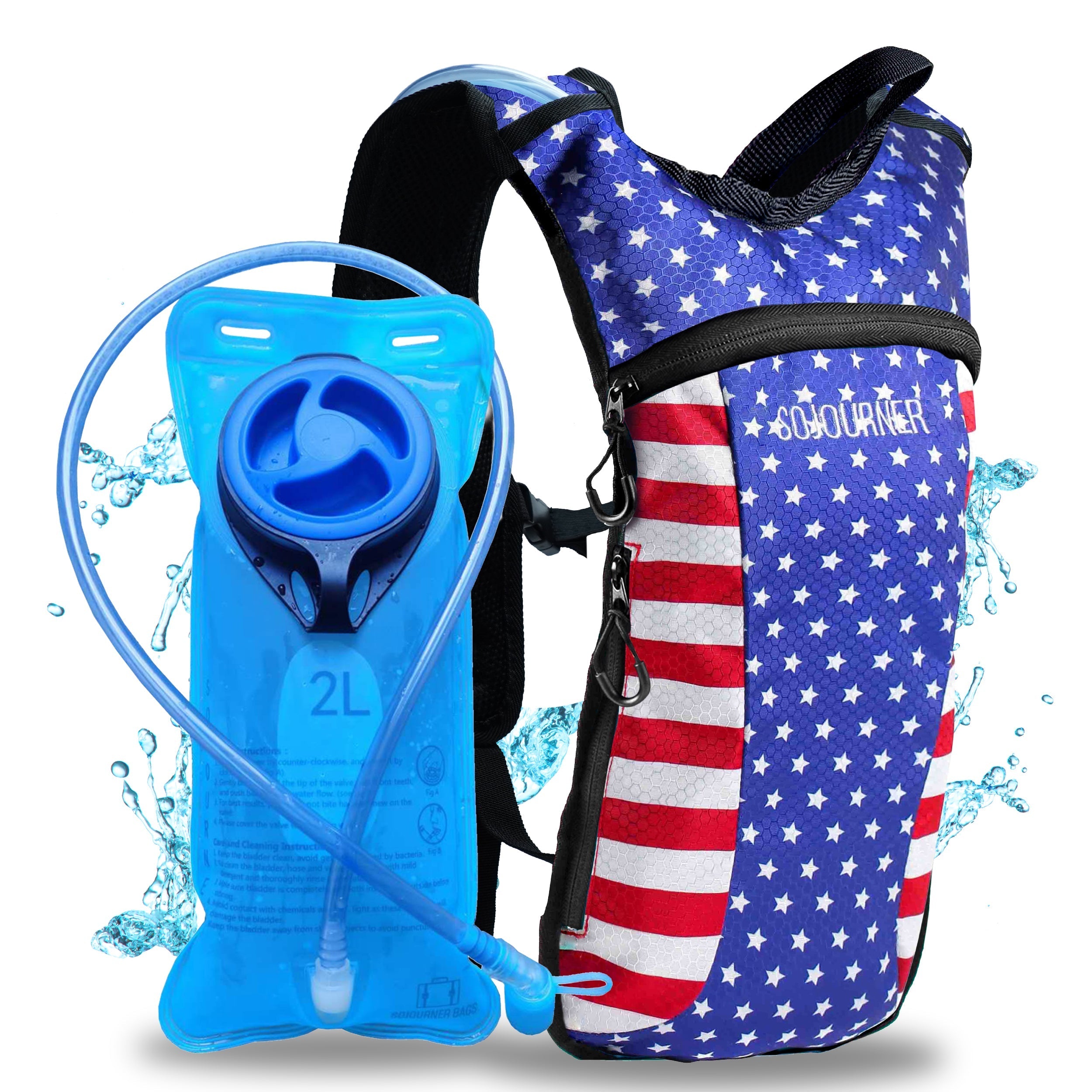 Hydration Pack Backpack (Small) with 2L hydration bladder and adjustable straps, designed for comfort and leak-proof performance.