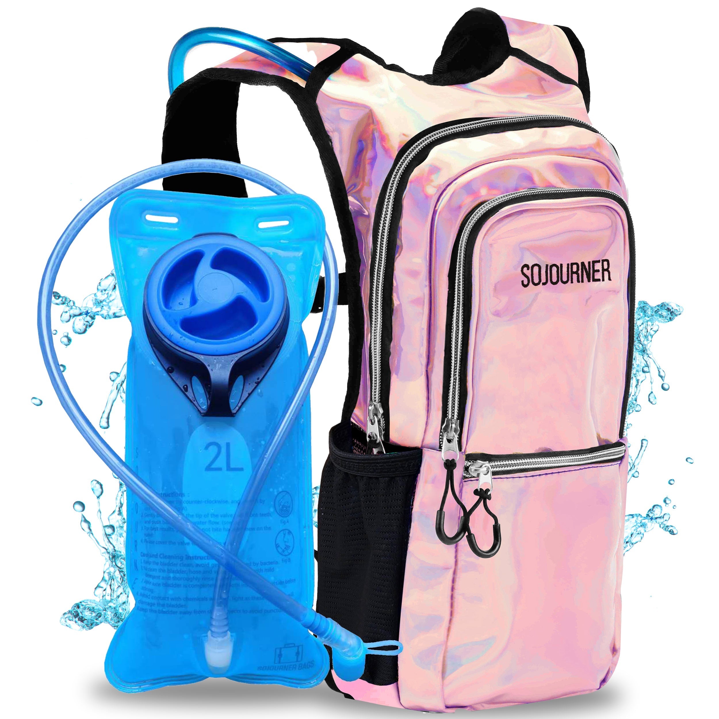 Hydration Pack Backpack (Medium) with 2L bladder, lightweight, leak-proof, ideal for rave outfits and outdoor activities.