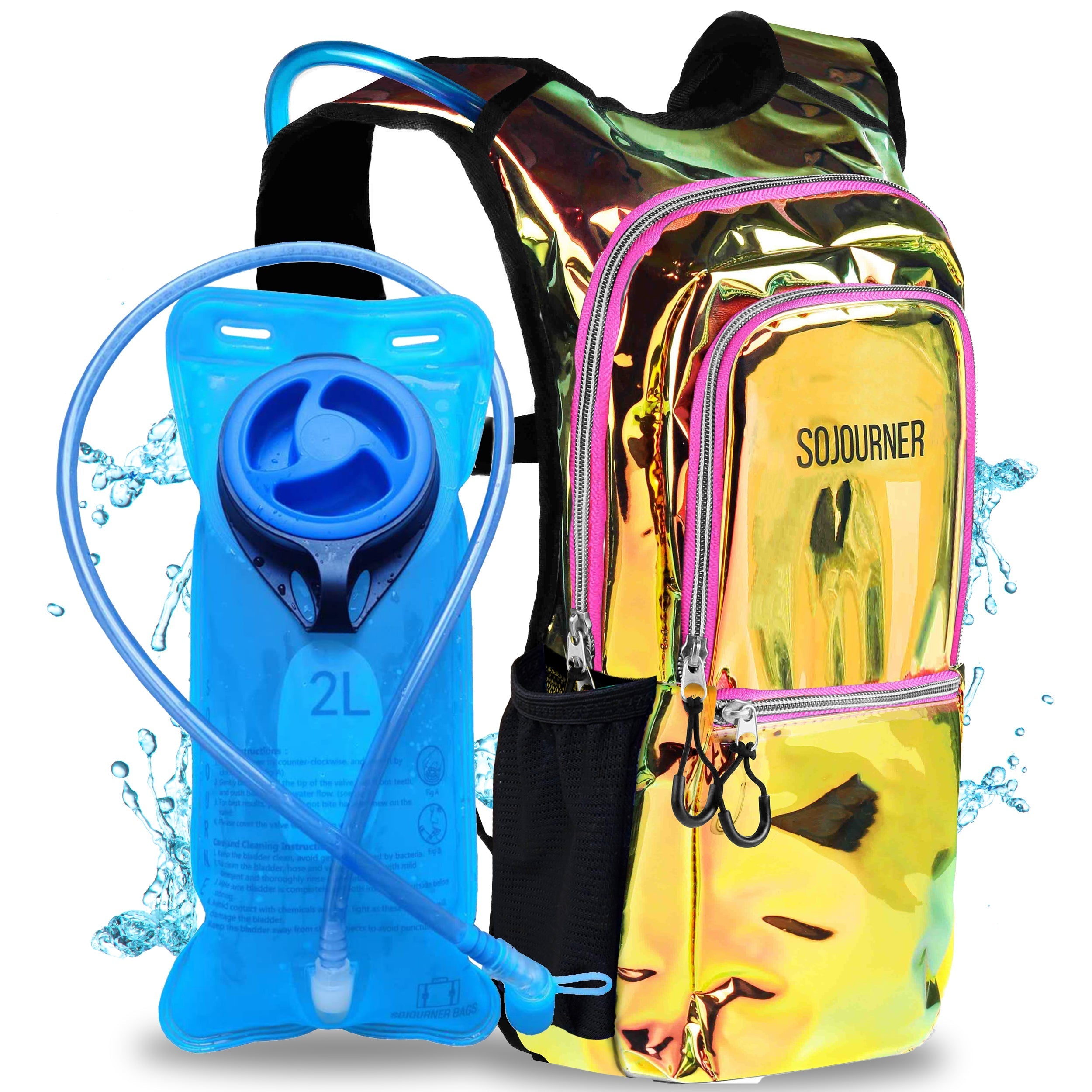 Hydration Pack Backpack (Medium) with 2L BPA-free bladder for kids and lightweight design, perfect for rave outfits.