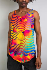 Stylish Freedom Rave Wear tank top featuring a colorful sunset and wave print, perfect for rave and festival attire.