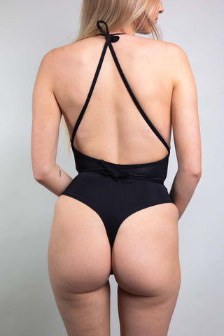 Matte Black Thong Bodysuit