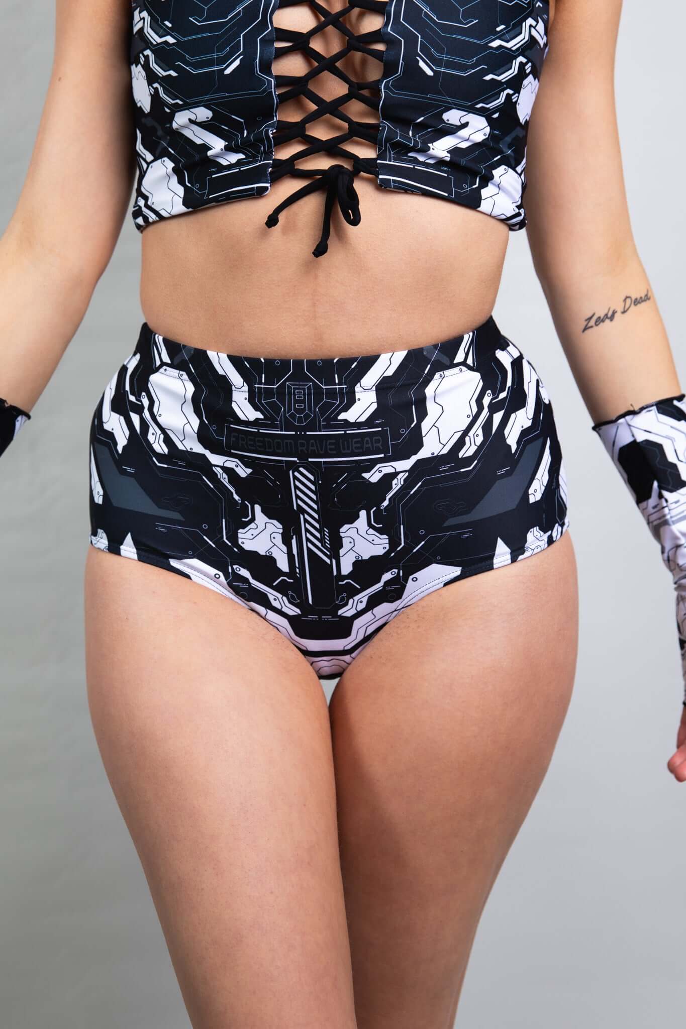 Mechanoid High Waisted Bottoms - Black Freedom Rave Wear Size: X-Small