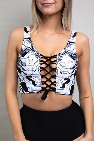 Mechanoid Reversible Lace Up Top