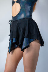 Midnight Fairy Skirt with double-layered black sparkle design, perfect for rave outfits and magical experiences.