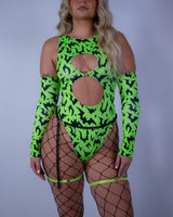 OG Batty Keyhole Bodysuit - UV Green