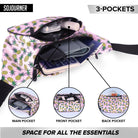 Fanny Pack (Solids) with 3-pocket design showing organized storage for essentials, ideal for rave outfits.