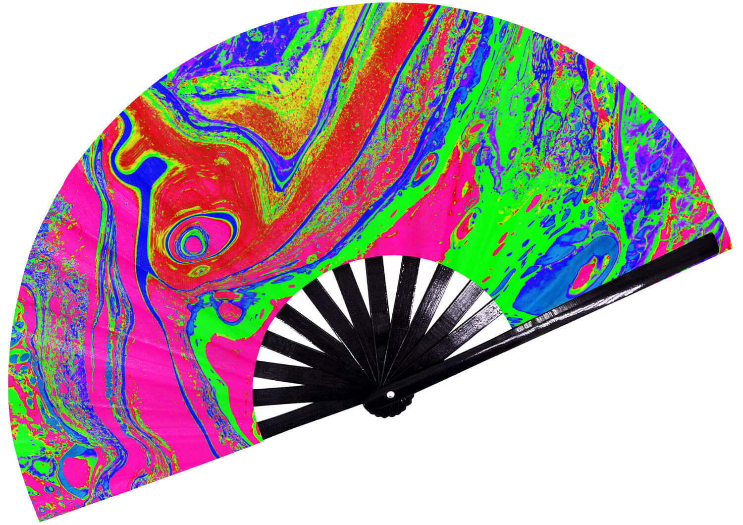 Colorful large folding Festival Fans, ideal for rave outfits and perfect for parties and celebrations.