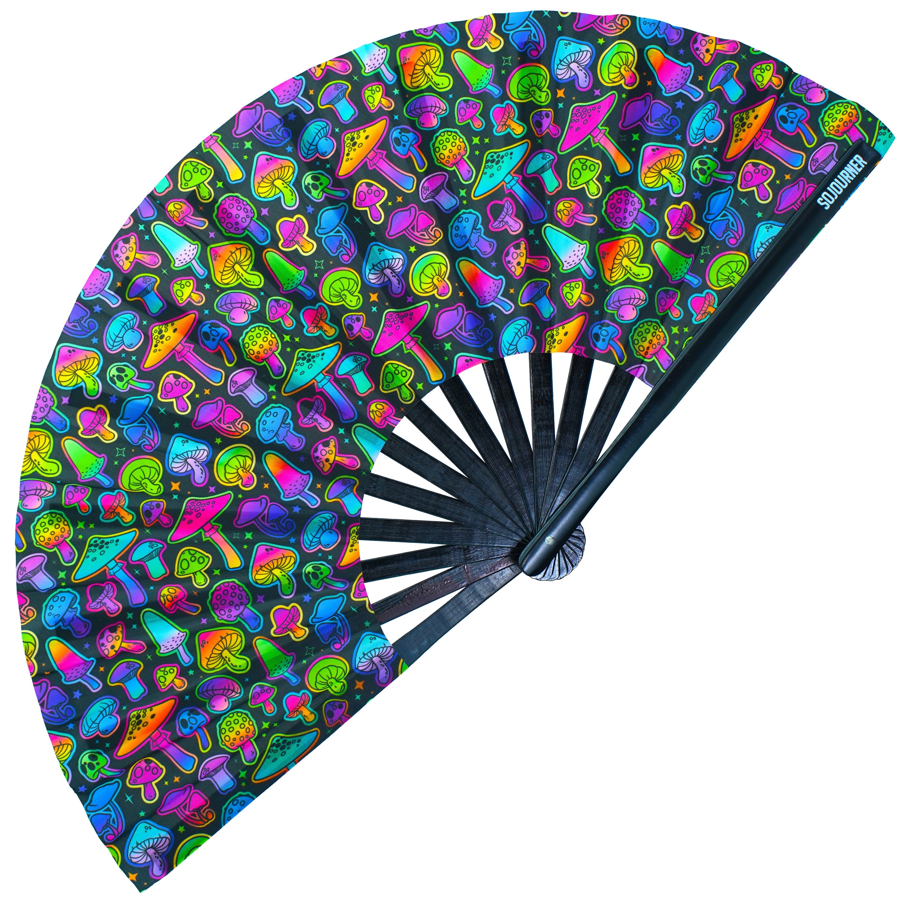 Colorful folding fan design featuring vibrant patterns ideal for Festival Fans and rave outfits.