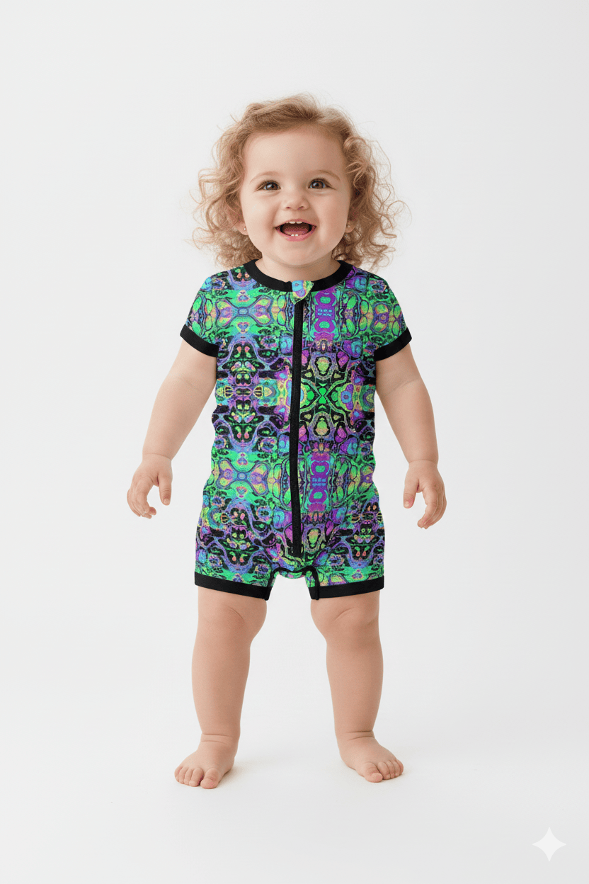 Baby's First Rave Zippered Shortie Romper