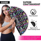 Festival Fans - Large folding fans with vibrant design, ideal for raves and festivals. Handmade, fade resistant, and stylish accessory.