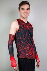 Red Singularity Tank Top with Hood