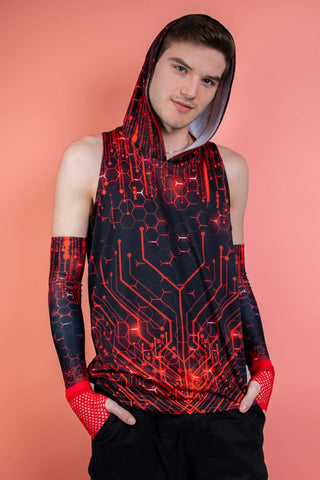 Red Singularity Tank Top with Hood