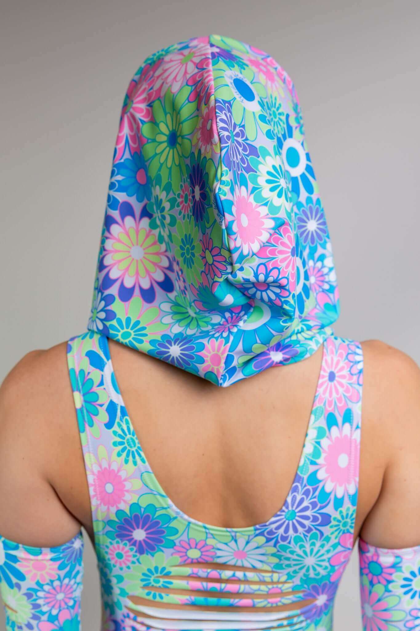 Retro Bloom Assassin Hood Freedom Rave Wear Color: Blue/Pink/Purple