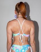 Retro Bloom Deep Sea Bikini Top - rave top - styling view 4 - festival fashion