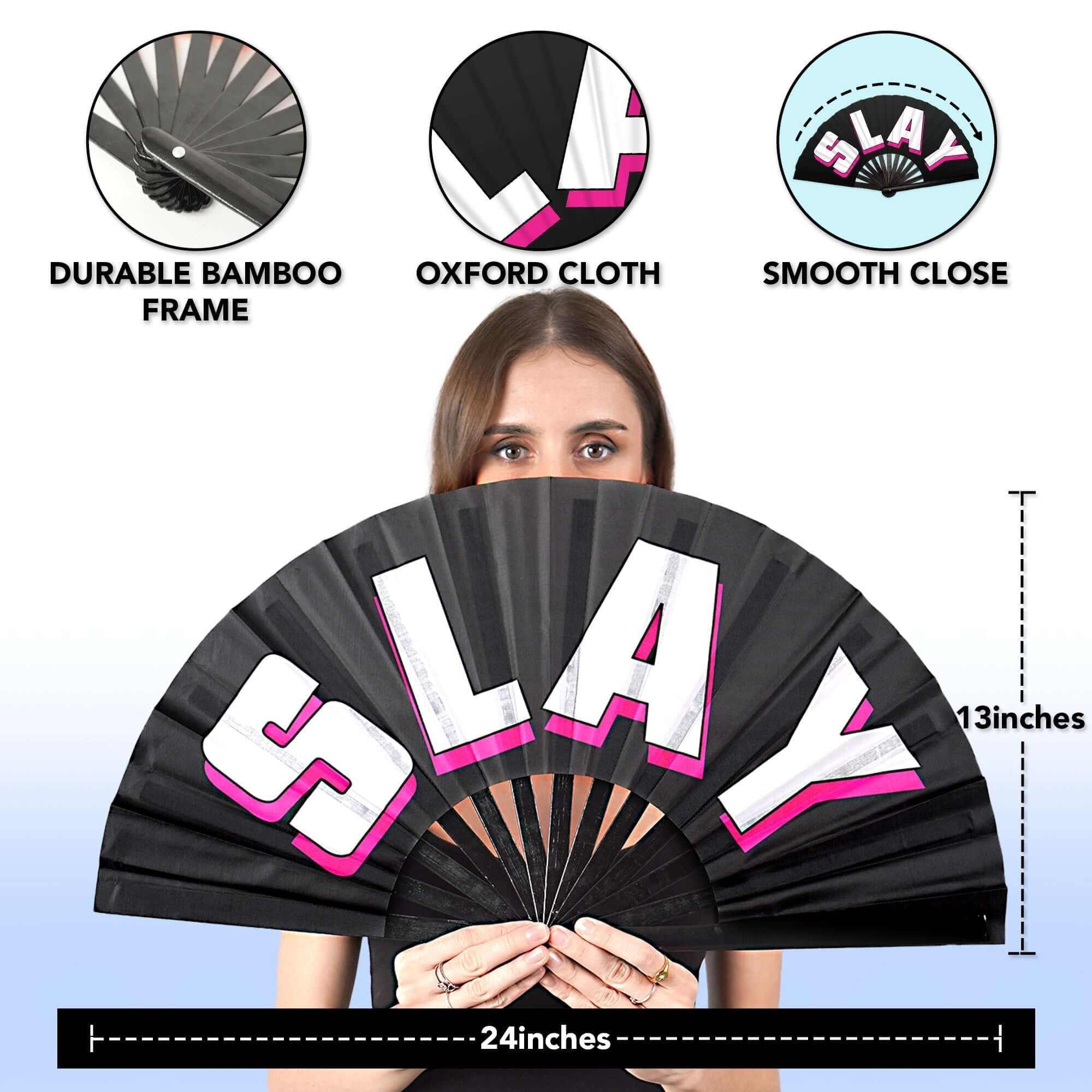 Festival Fans - Large folding fan featuring durable bamboo frame and stylish design, perfect for raves and festivals.