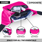 Fanny Pack (Solids) with 3-pocket design for organized storage and easy access in vibrant pink color.