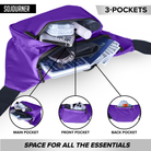 Fanny Pack (Solids) in purple showcasing 3-pocket design for organized storage, ideal for rave outfits.