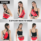 Fanny Pack (Solids) shown in 6 stylish ways to wear, perfect for rave outfits and casual use.