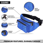 Fanny Pack (Solids) with water-resistant exterior, hidden back pocket, and premium zippers for organized storage.