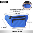 Fanny Pack (Solids) in blue with adjustable belt, 3 pockets, designed for rave outfits, fits all sizes comfortably.