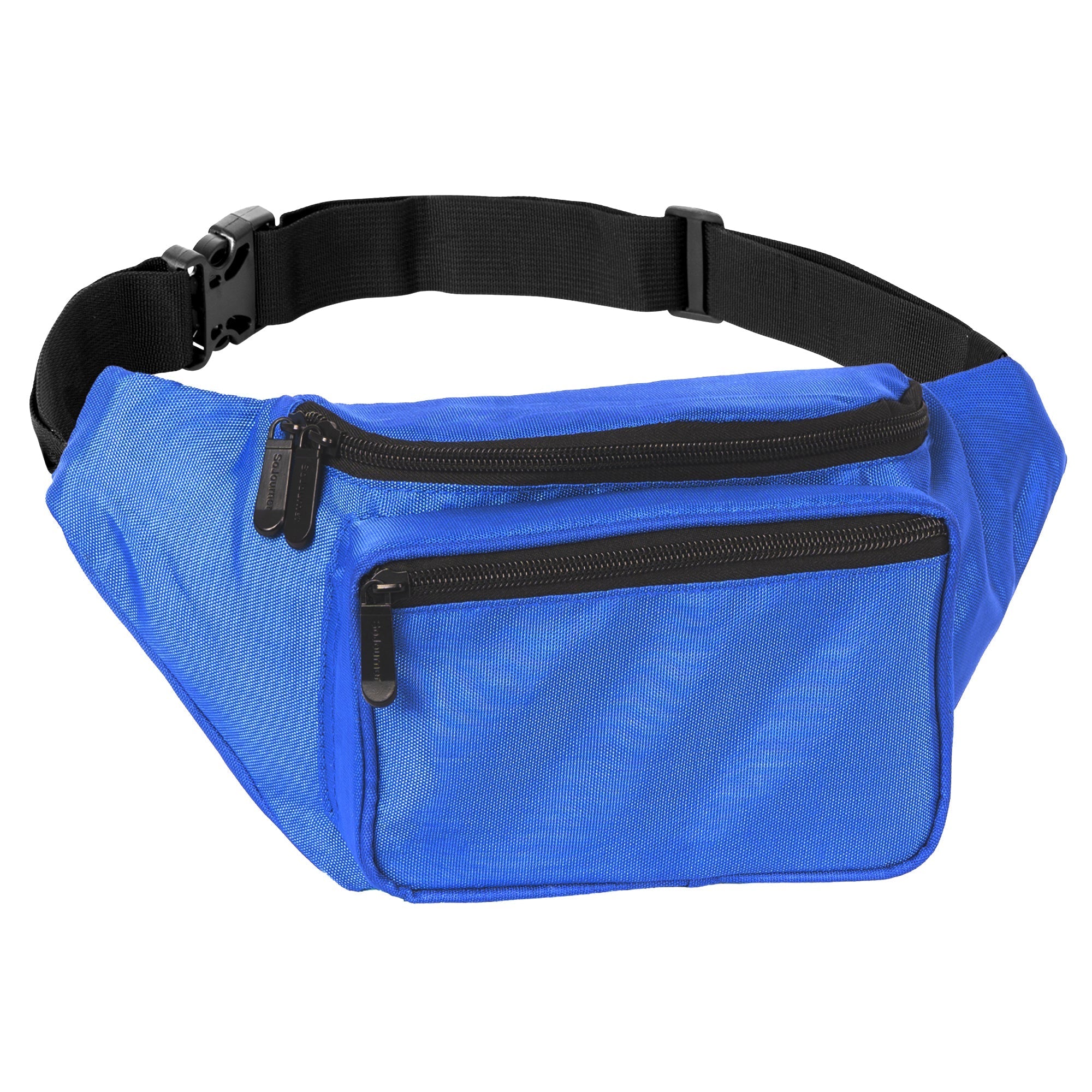 Fanny Pack (Solids) in blue color with multiple pockets, ideal for rave outfits and organized storage.