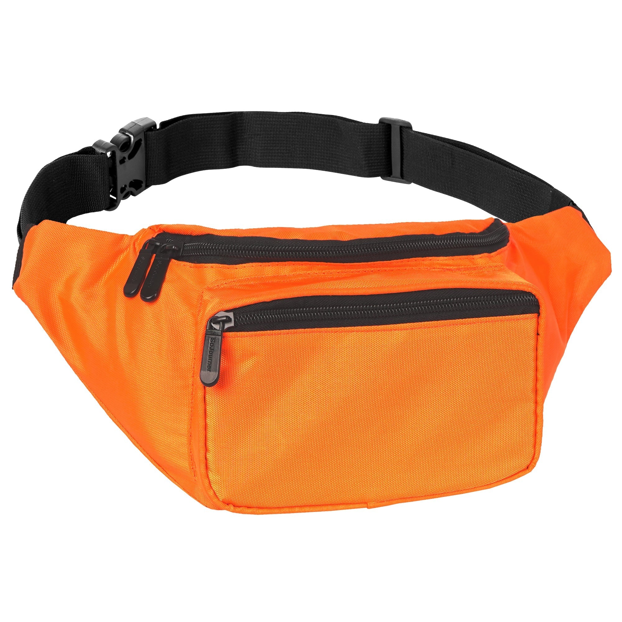Fanny Pack (Solids) in bright orange color, perfect for rave outfits, featuring multiple pockets for organization.