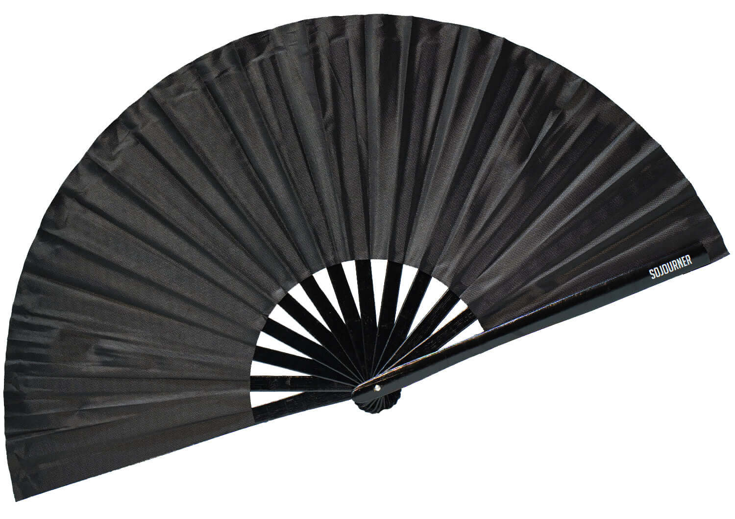 Festival Fans – Large black folding fan for raves, drag shows, and parties, ideal accessory for festival outfits.