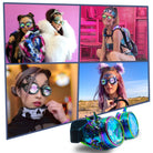 Steampunk Goggles and Kaleidoscope Glasses in colorful designs showcased by models in vibrant outfits.