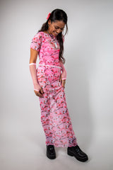 Sakura Mesh Baby Tee Maxi Dress