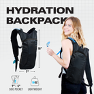 Hydration Pack Backpack (Small) model showcasing lightweight design with side pocket and adjustable straps.