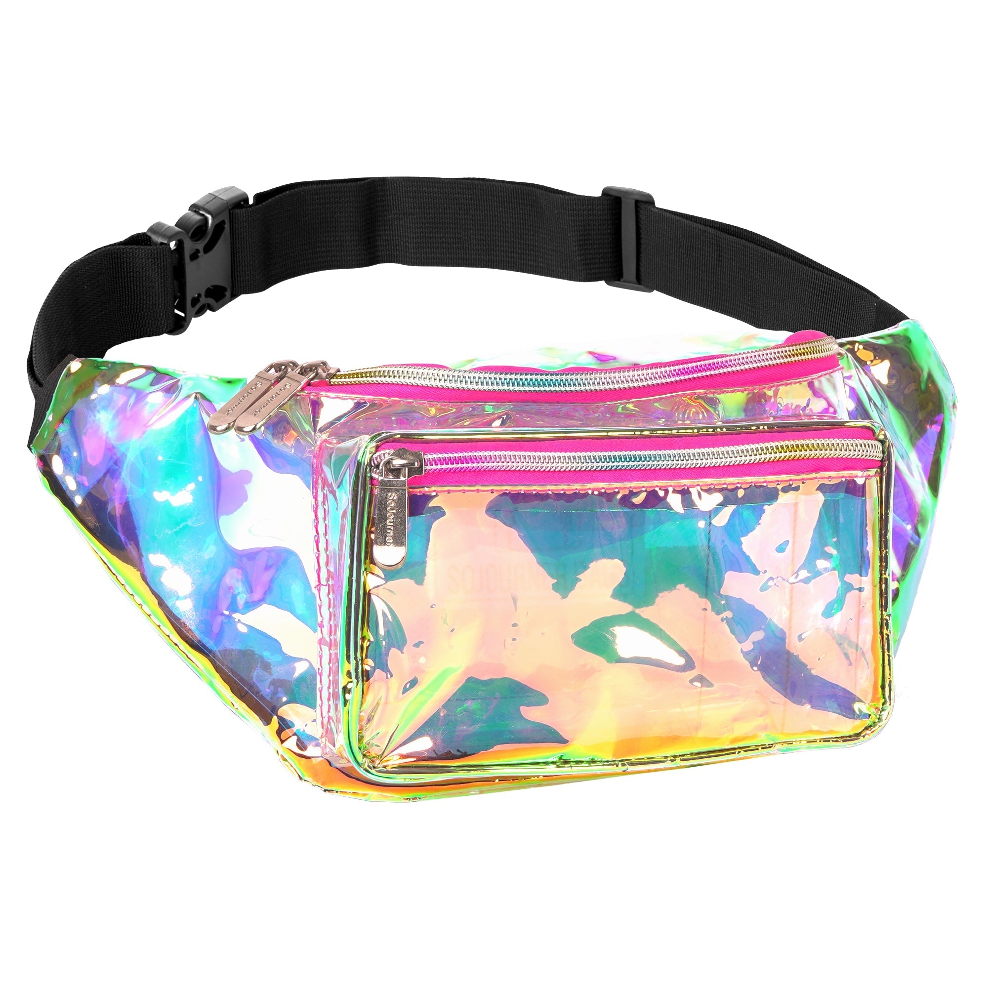 Rave Fanny Pack in iridescent finish, perfect for music festivals and outdoor activities.