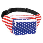 Fanny Pack (Solids) in red stripes and blue stars, perfect for rave outfits and outdoor events.