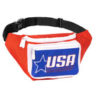 Fanny Pack (Solids) in red and blue with USA design, perfect for rave outfits and organized storage.
