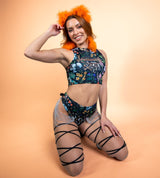 women posing in rave outfit for poison collection from freedom rave wear