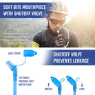 Hydration Pack Backpack (Medium) features soft bite mouthpiece with shutoff valve preventing leakage and providing fast water flow.