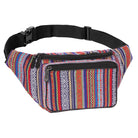 Fanny Pack (Solids) with colorful tribal patterns, featuring multiple pockets for organized storage and adjustable belt.