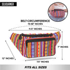 Fanny Pack (Solids) with adjustable belt, vibrant striped design, 3 pockets for easy organization, fits all sizes.