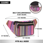 Fanny Pack (Solids) in colorful striped design, fits all sizes with adjustable belt and multiple pockets.
