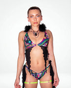 Awaken Deep Sea Bikini Top - rave bikini top - front view - Freedom Rave Wear — black