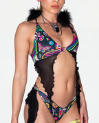 Awaken Deep Sea Bikini Top - rave bikini top - front view - Freedom Rave Wear — black