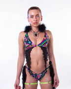 Awaken Deep Sea Bikini Top - rave bikini top - front view - Freedom Rave Wear — black