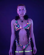 Awaken Deep Sea Bikini Top - rave bikini top - front view - Freedom Rave Wear — black