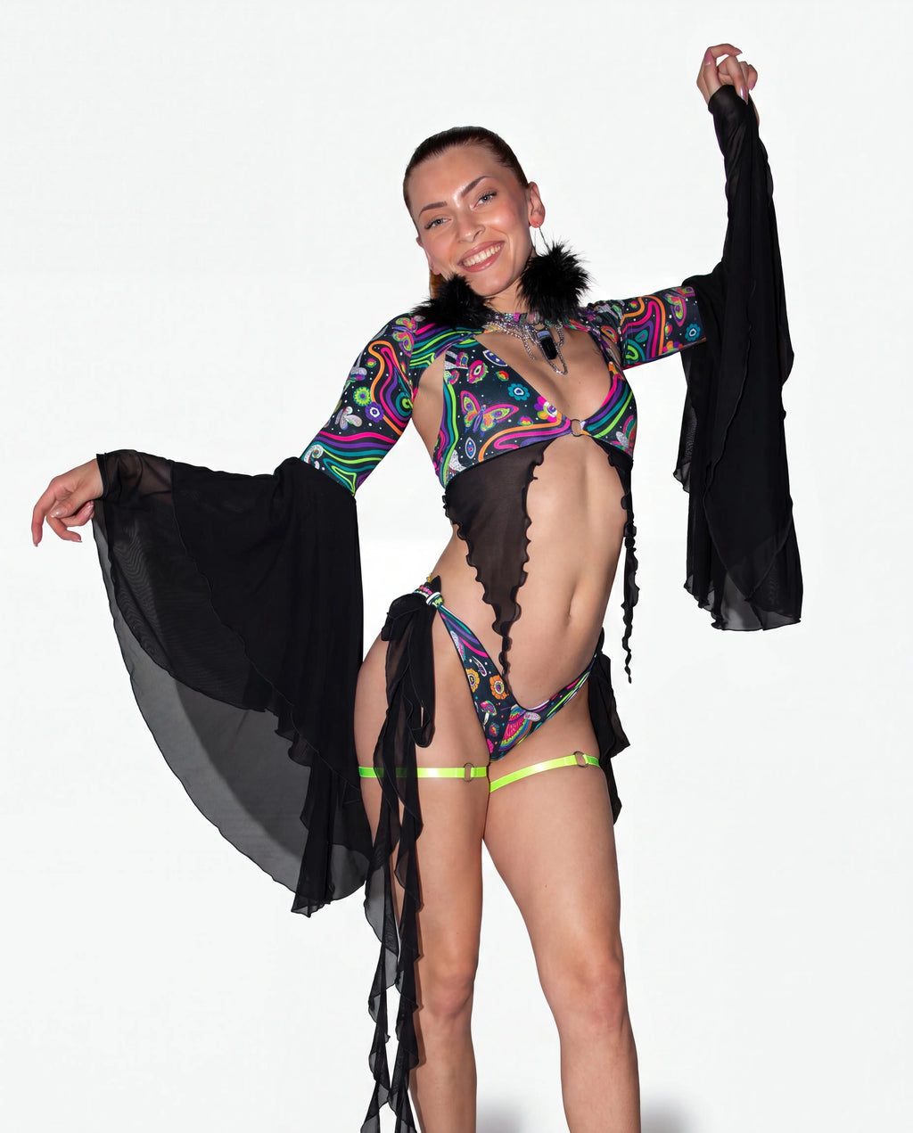 Awaken Nymph Sleeves - rave arm sleeves - detail view - EDM clothing — cyc_4