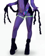 Awaken Two Toned Jelly Bottoms - rave bottoms - detail view - EDM clothing — white — black