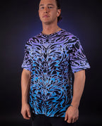 Rave bodysuit style Chromium oversized softee in blue purple gradient festival outfit front view